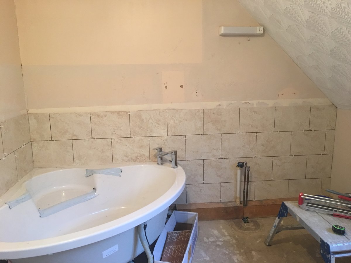 Image of bathroom refurbishment corner bath joys green 