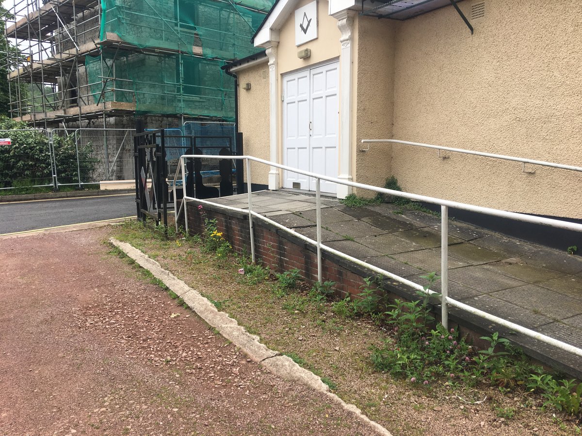 image shows: disabled access ramp car park masonic hall pontypool 