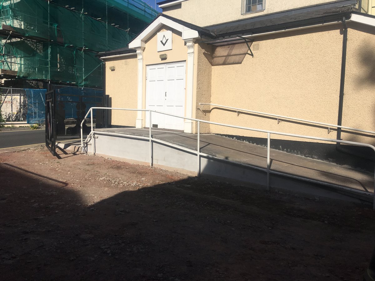 image shows: disabled access ramp car park masonic hall pontypool 