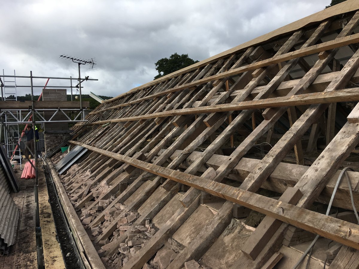 image shows: farmhouse slate roof replacement cwmyoy 