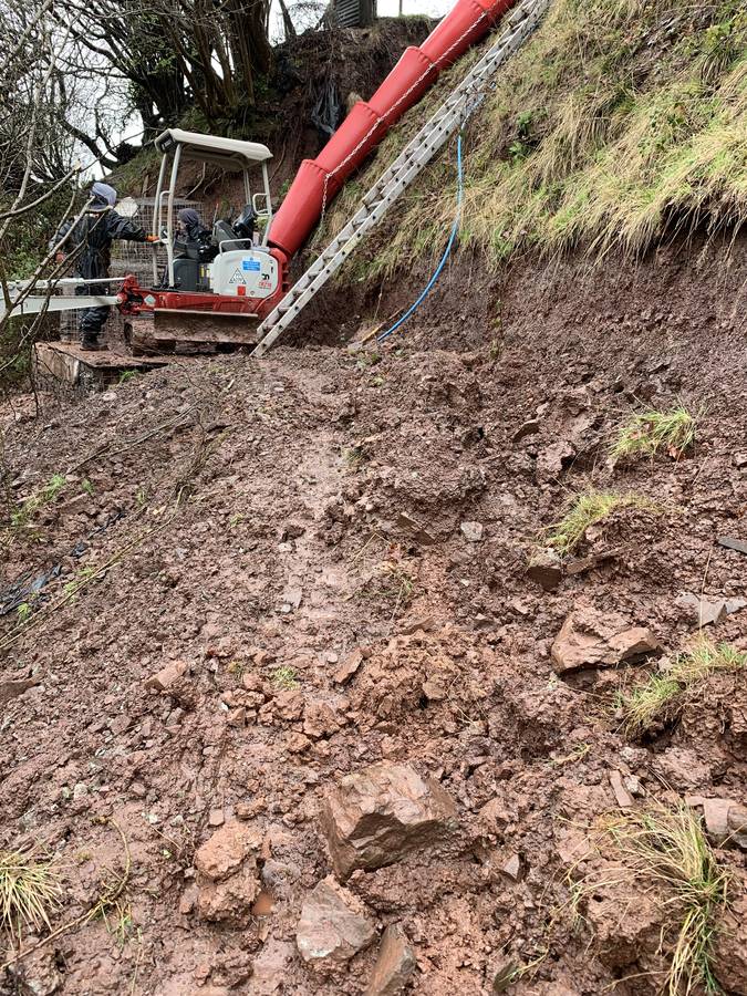 Image of landslide road damage repair abergavenny 022 2019-11-16 - Landslips can be a real problem at this time of year