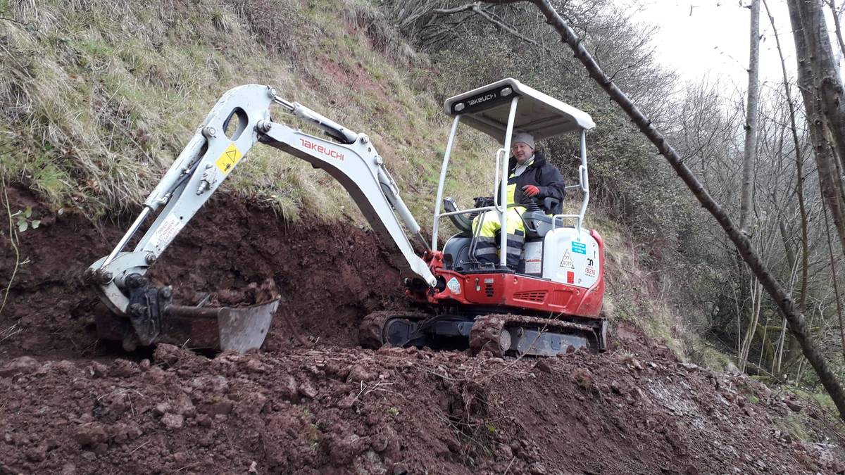 Image of landslide road damage repair abergavenny 061 2019-11-16 - Landslips can be a real problem at this time of year