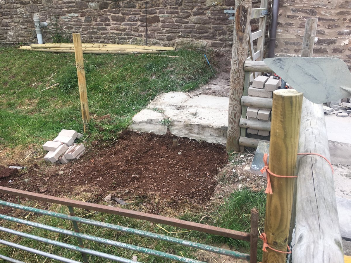 image shows: patio using mixed new old slabs trellech grange 