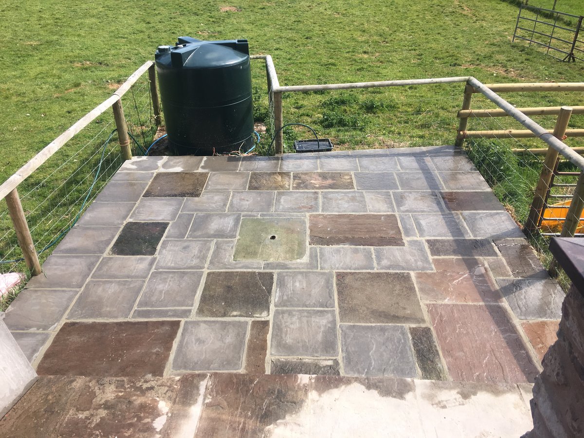 An image of patio using mixed new old slabs trellech grange  goes here.