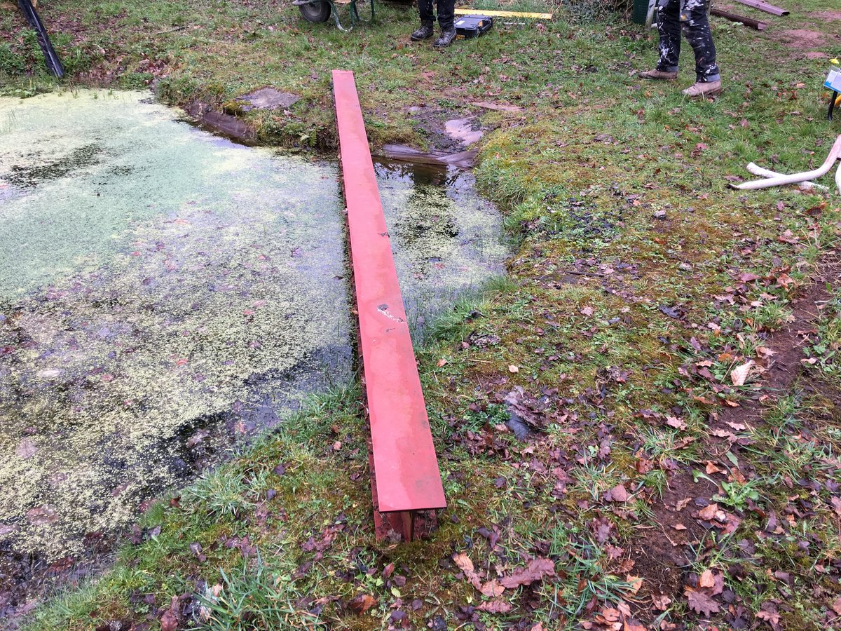 image shows: pond corner decking llandogo school 